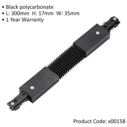 Loops Commercial Track Light Flexible Connector - 300mm Length - Black Pc Rail System - thumbnail 2