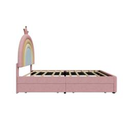okwish 3ft Single Velvet Bed with Storage Drawers in Pink - thumbnail 9