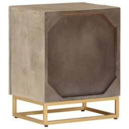 Berkfield Home Bedside Cabinet 40x30x50 cm Solid Wood Mango & Iron in Brown - Size: 40 x 30 x 50 cm - thumbnail 5