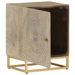 Berkfield Home Bedside Cabinet 40x30x50 cm Solid Wood Mango & Iron in Brown - Size: 40 x 30 x 50 cm - thumbnail 2