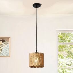 NIVOR 1 light Relative Farmhouse Boho Wooden Pendant Adjustable Set of 3 in Light Brown