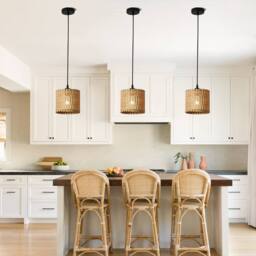 NIVOR 1 light Relative Farmhouse Boho Wooden Pendant Adjustable Set of 3 in Light Brown - thumbnail 8