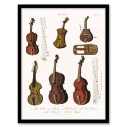 Artery8 Encyclopedia Londinensis Framed Wall Art Antique Violin Viola Cello in White - Size: A4 - thumbnail 1