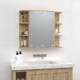 Berkfield Home Mirror Cabinet with LED Sonoma Oak 70x16.5x60 cm in Brown - thumbnail 4
