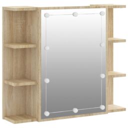 Berkfield Home Mirror Cabinet with LED Sonoma Oak 70x16.5x60 cm in Brown - thumbnail 2
