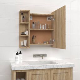 Berkfield Home Mirror Cabinet with LED Sonoma Oak 70x16.5x60 cm in Brown - thumbnail 5