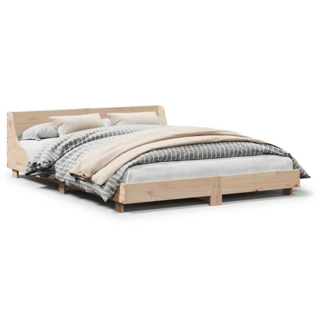Berkfield Home Bed Frame without Mattress 120x190 cm Small Double Solid Wood Pine in Natural - image 1