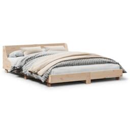 Berkfield Home Bed Frame without Mattress 120x190 cm Small Double Solid Wood Pine in Natural - thumbnail 1
