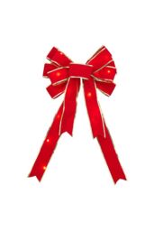 Living and Home 2 Pack Pre-Lit Red Christmas Tree Topper Layered Bows LED Lighted Xmas Decor for