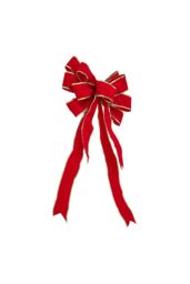 Living and Home 2 Pack Pre-Lit Red Christmas Tree Topper Layered Bows LED Lighted Xmas Decor for - thumbnail 2