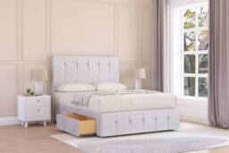 "Sloomy Cambridge Plush Divan Base 2 Drawers-26"" Headboard & 12"" Footboard in Silver - Size: King" - thumbnail 2