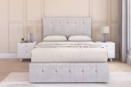 "Sloomy Cambridge Plush Divan Base 2 Drawers-26"" Headboard & 12"" Footboard in Silver - Size: King"