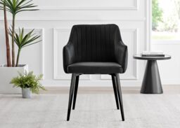 FurnitureboxUK Adley Brown Wood Storage Dining Table & 4 Calla Black Leg Chairs - thumbnail 5