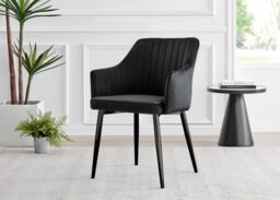 FurnitureboxUK Adley Brown Wood Storage Dining Table & 4 Calla Black Leg Chairs - thumbnail 4