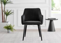 FurnitureboxUK Adley Brown Wood Storage Dining Table & 4 Calla Black Leg Chairs - thumbnail 9