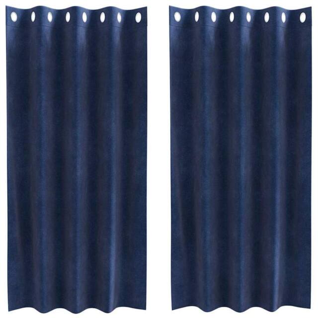 Berkfield Home Blackout Curtains with Eyelets 2 pcs Dark Blue Velvet in Navy - image 1