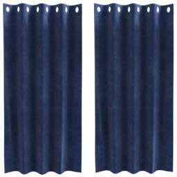 Berkfield Home Blackout Curtains with Eyelets 2 pcs Dark Blue Velvet in Navy