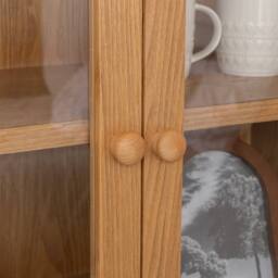 Melody Maison Pale Wood Curved Display Cabinet - Austin Wood Range in Brown - thumbnail 6