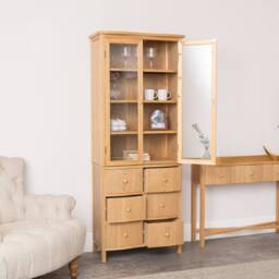 Melody Maison Pale Wood Curved Display Cabinet - Austin Wood Range in Brown - thumbnail 2