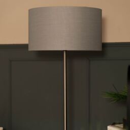 ValueLights Tavel Brushed Chrome Marble Base Floor Lamp With Table & Large Grey & Chrome Shade in Brown - thumbnail 3