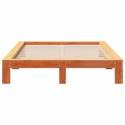 Berkfield Home Bed Frame without Mattress Wax Brown 140x200 cm Solid Wood Pine - thumbnail 4
