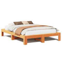 Berkfield Home Bed Frame without Mattress Wax Brown 140x200 cm Solid Wood Pine - thumbnail 2