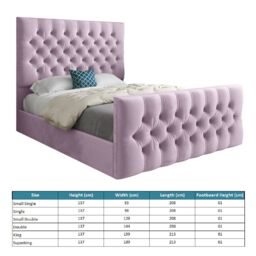 KDMD Novara Upholstered Soft Velvet Pink Bed Frame - Size: Single - thumbnail 4