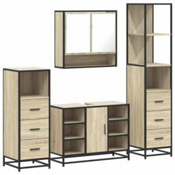 Berkfield Home Durable 4¬†Piece Bathroom Furniture Set¬†Sonoma Oak Engineered Wood - thumbnail 3