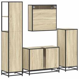 Berkfield Home Durable 4¬†Piece Bathroom Furniture Set¬†Sonoma Oak Engineered Wood - thumbnail 8