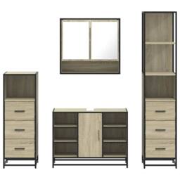 Berkfield Home Durable 4¬†Piece Bathroom Furniture Set¬†Sonoma Oak Engineered Wood - thumbnail 5