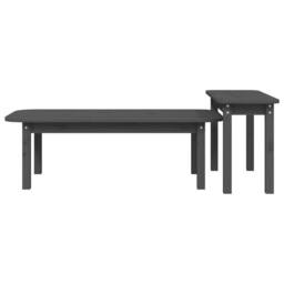 Berkfield Home Beautiful 2 Piece Coffee Table Set Grey Solid Wood Pine - thumbnail 6