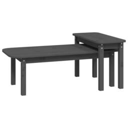 Berkfield Home Beautiful 2 Piece Coffee Table Set Grey Solid Wood Pine - thumbnail 3