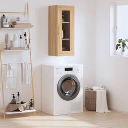 Berkfield Home Wall Mounted Cabinet Sonoma Oak 34.5x34x90 cm in Light Brown - thumbnail 2