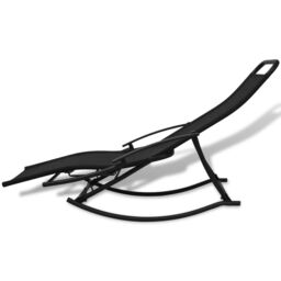 Berkfield Home Garden Rocking Chair Steel & Textilene Black - thumbnail 5