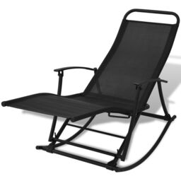 Berkfield Home Garden Rocking Chair Steel & Textilene Black - thumbnail 1