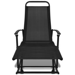Berkfield Home Garden Rocking Chair Steel & Textilene Black - thumbnail 2