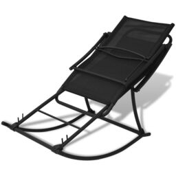 Berkfield Home Garden Rocking Chair Steel & Textilene Black - thumbnail 3
