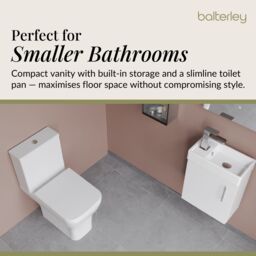 Balterley Cloakroom Wall Hung Vanity, Toilet, Cistern, Seat & Tap - White/Chrome in Green - thumbnail 3