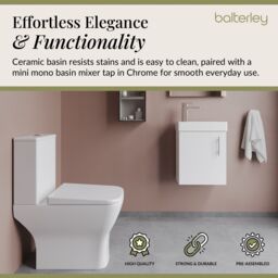 Balterley Cloakroom Wall Hung Vanity, Toilet, Cistern, Seat & Tap - White/Chrome in Green - thumbnail 4