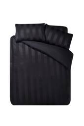 Catherine Lansfield 'So Soft Satin Stripe' Duvet Cover Set in Black - Size: Double - thumbnail 4