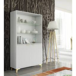 Creative Furniture Tide Crest Display Cabinet 175cm - White with Fluted Doors - thumbnail 2