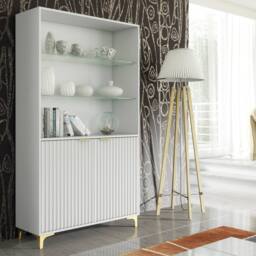 Creative Furniture Tide Crest Display Cabinet 175cm - White with Fluted Doors - thumbnail 1