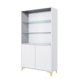 Creative Furniture Tide Crest Display Cabinet 175cm - White with Fluted Doors - thumbnail 6