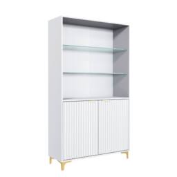 Creative Furniture Tide Crest Display Cabinet 175cm - White with Fluted Doors - thumbnail 5