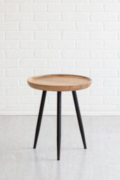 MH London Round Mango Wood & Iron Side Table, Bedside End Table for Living Room & Bedroom - Chervey (Small) in Natural - thumbnail 2