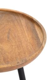 MH London Round Mango Wood & Iron Side Table, Bedside End Table for Living Room & Bedroom - Chervey (Small) in Natural - thumbnail 4