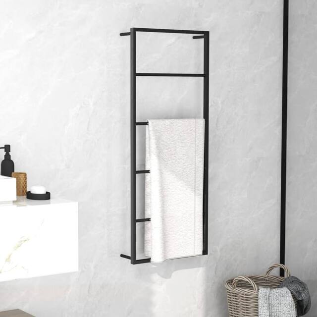 Berkfield Home Towel Rack Black 45x10x115 cm Steel - Size: 45 x 10 x 115 cm - image 1