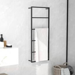 Berkfield Home Towel Rack Black 45x10x115 cm Steel - Size: 45 x 10 x 115 cm