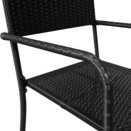 Berkfield Home Beautiful Garden Dining Chairs 2 pcs Stackable Black Poly Rattan - thumbnail 5