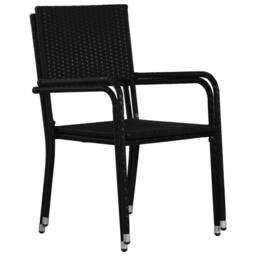 Berkfield Home Beautiful Garden Dining Chairs 2 pcs Stackable Black Poly Rattan - thumbnail 4
